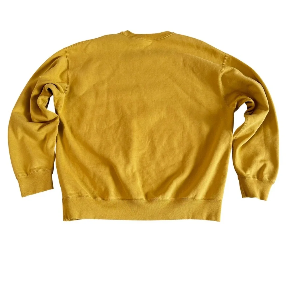 Nike Large Mustard Yellow Embroidered Swoosh Relaxed Mens Crewneck Sweatshirt